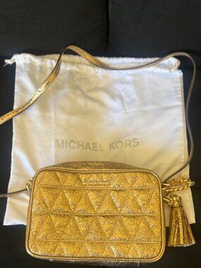 Michael Kors Gold Quilted Crossbody Bag